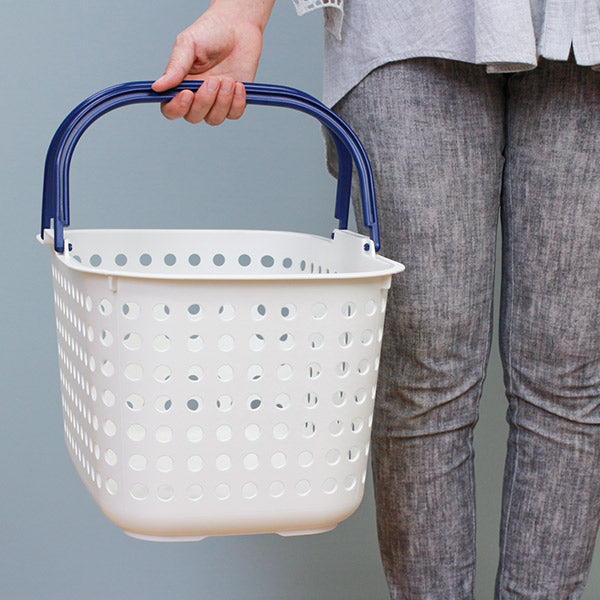 ランドリーバスケット 浅型 ドットバスケット 洗濯かご バスケット