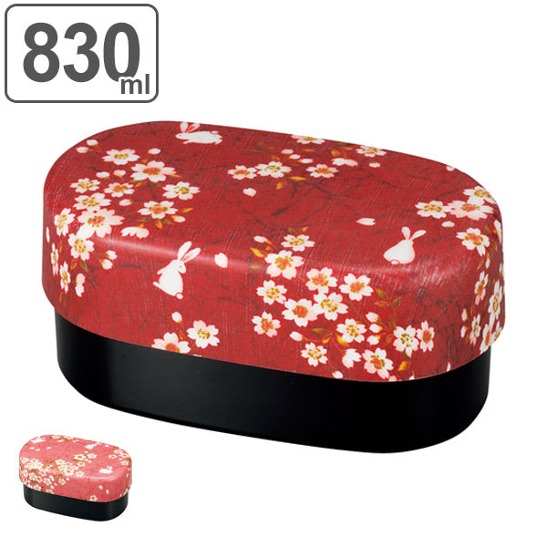 【色: 赤】たつみや(Tatsumiya) 桜うさぎ 布貼小判弁当 赤 830