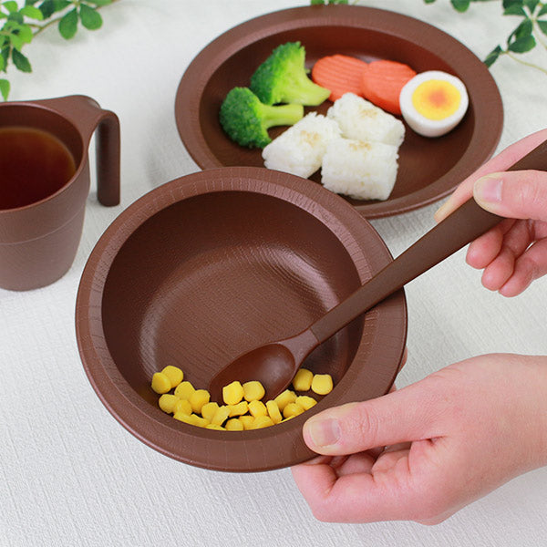 ボウル 15cm すくいやすい 木製風 介護 食器 プラスチック製 日本製