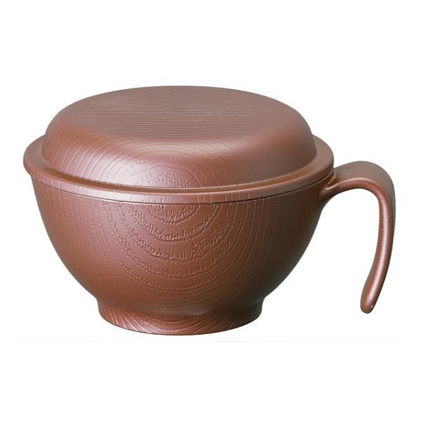 茶碗 370mｌ ふわっと 取っ手付き フタ付き 木製風 介護 食器 プラスチック製 日本製