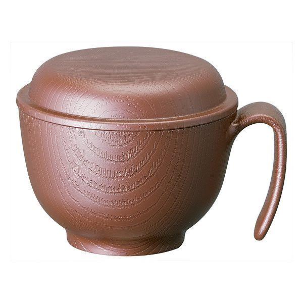 汁椀 340ml ふわっと 取っ手付き フタ付き 木製風 介護 食器 プラスチック製 日本製