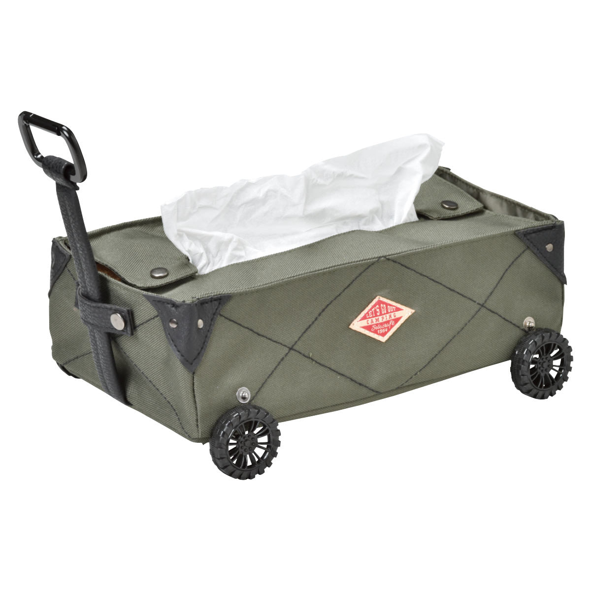ティッシュケース　カーキ ティッシュケース 2WAY 収納 カート アウトドア キャンプ 吊り下げ