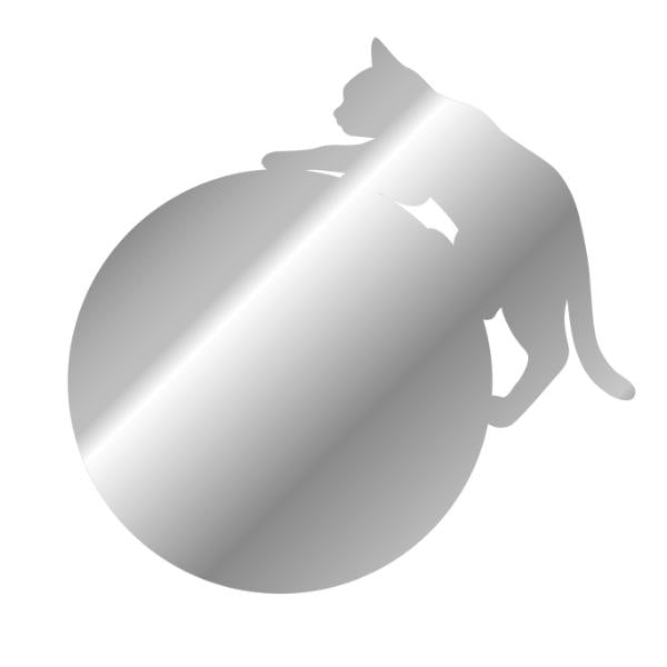 ミラー ねこ 丸形 ミラーステッカー ウォールミラー アクリル製 鏡 かがみ シール 壁 猫 ネコ
