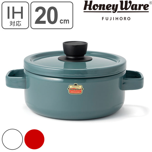 キャセロール 両手鍋 ホーロー製 20cm Honey Ware 富士ホーロー Solid ソリッドシリーズ