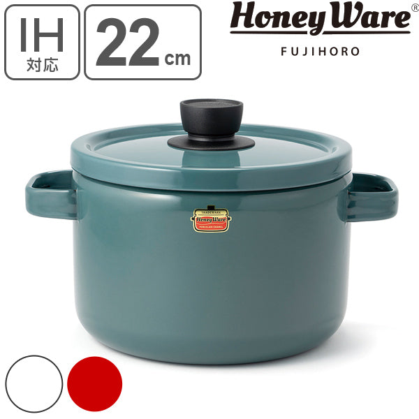 キャセロール 両手鍋 ホーロー製 22cm Honey Ware 富士ホーロー Solid ソリッドシリーズ