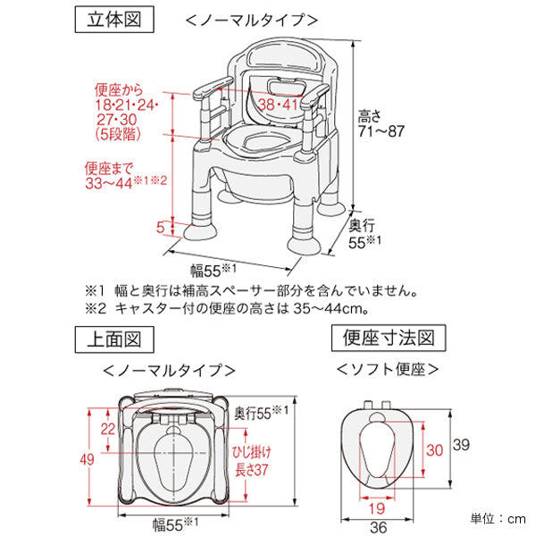 ポータブルトイレ ソフト便座 ノーマルタイプ 介護用 ちびくまくんシリーズ 日本製