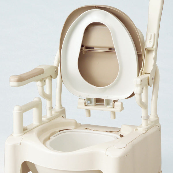 ポータブルトイレ 標準便座 高さ49cm キャスター付 ちびくまくん 介護用 FX-CPはねあげ 日本製