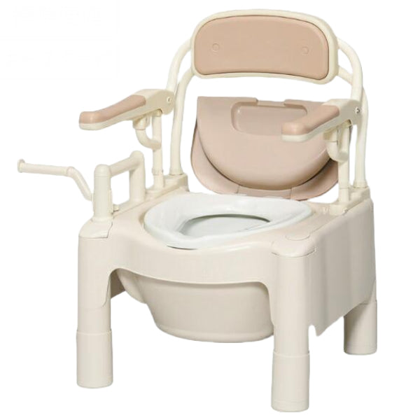 ポータブルトイレ 標準便座 高さ49cm キャスター付 ちびくまくん 介護用 FX-CPはねあげ 日本製