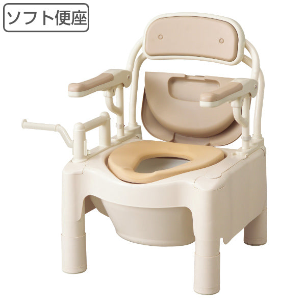 ポータブルトイレ ソフト便座 高さ49cm ちびくまくん 介護用 FX-CPはねあげ 日本製