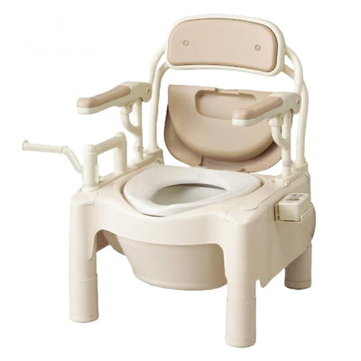 ポータブルトイレ 暖房便座 高さ49cm 快適脱臭 キャスター付 ちびくまくん 介護用 FX-CPはねあげ 日本製