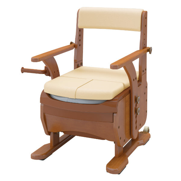 ポータブルトイレ 標準便座 快適脱臭 家具調セレクトR はねあげ ひじ掛けタイプ 介護用 日本製