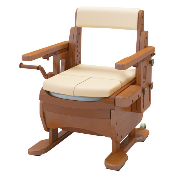 ポータブルトイレ 標準便座 家具調セレクトR はねあげワイド ひじ掛けタイプ 介護用 日本製