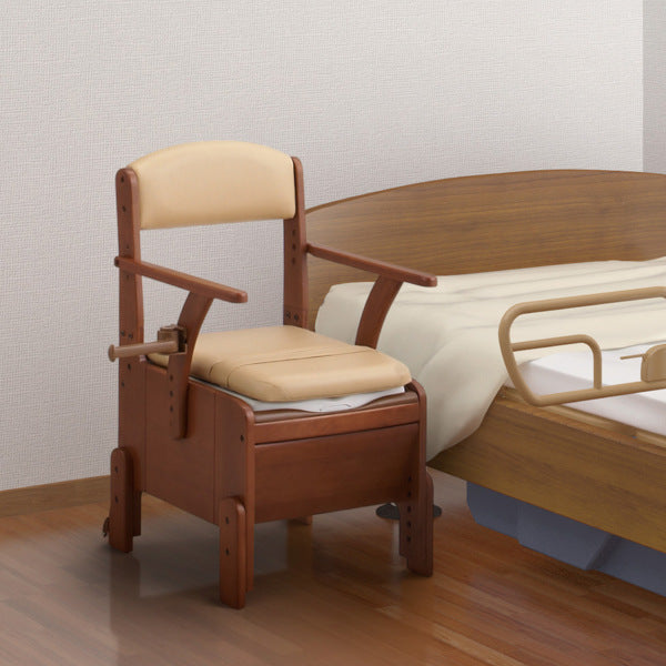 ポータブルトイレ コンパクト 標準便座 キャスター付 家具調