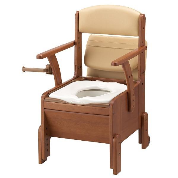 ポータブルトイレ コンパクト 標準便座 キャスター付 家具調トイレ 介護用 日本製