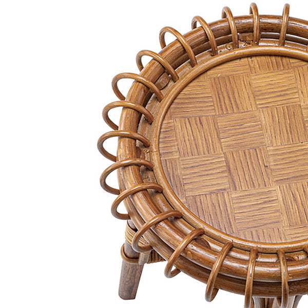 サイドテーブル 幅40cm ラタン 籐 天然木 木製 丸型 円型 円形 カフェテーブル テーブル 机 つくえ