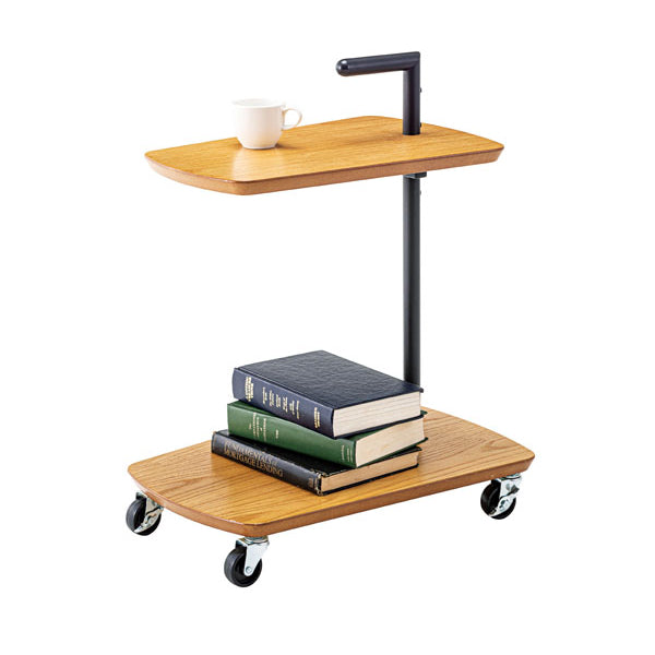 サイドテーブル 幅52.5cm 木製 2段 キャスター付き カフェテーブル テーブル 机 つくえ