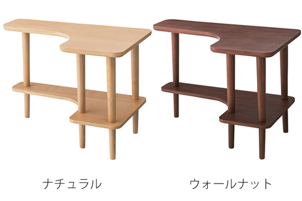 サイドテーブル 幅80cm 2段 ラック 木製 天然木 ソファサイド テーブル 机 つくえ