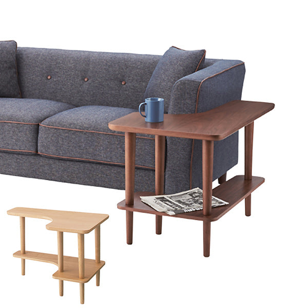 サイドテーブル 幅80cm 2段 ラック 木製 天然木 ソファサイド テーブル 机 つくえ