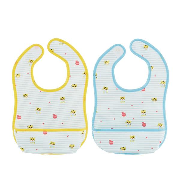 ベビーエプロン お食事エプロン しまじろう ボーダー Mサイズ 薄手 2枚入り