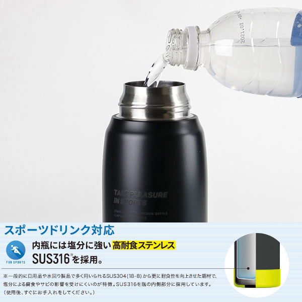 水筒 ステンレス 直飲み スポーツドリンク対応 スリム ワンタッチ 800ml