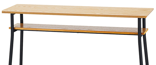 カウンターテーブル 幅120cm 木製 天然木 スチール テーブル ラック アジャスター