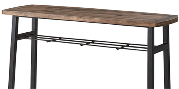 カウンターテーブル 幅120cm 木製 天然木 スチール テーブル ラック アジャスター