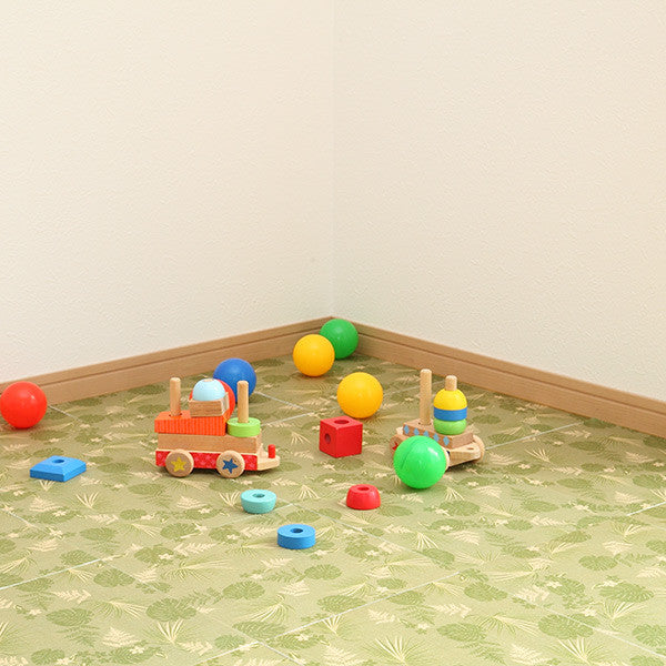 タイルマット 洗える吸着マット 床暖房対応 フリーカット 29×29cm ボタニカル 9枚 -12