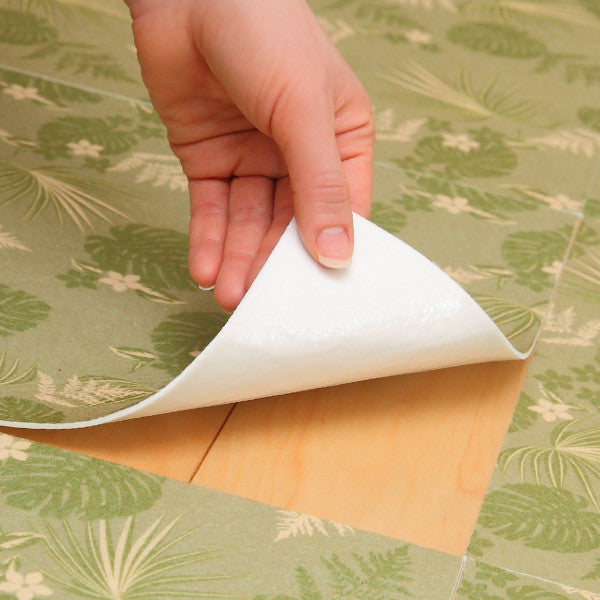 タイルマット 洗える吸着マット 床暖房対応 フリーカット 29×29cm ボタニカル 9枚 -6