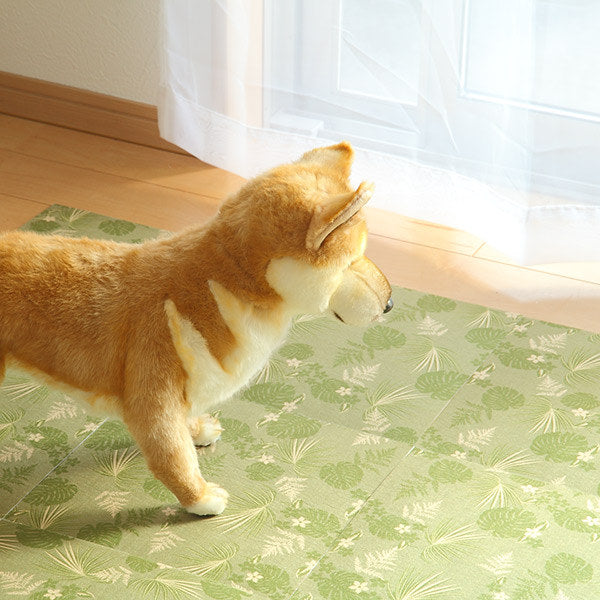 タイルマット 洗える吸着マット 床暖房対応 フリーカット 29×29cm ボタニカル 9枚 -9