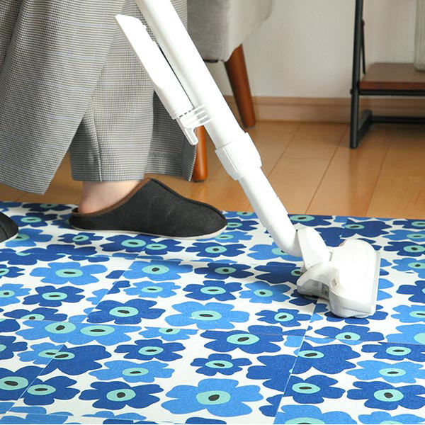 タイルマット 洗える吸着マット 床暖房対応 フリーカット 29×29cm フラワー 9枚 -9