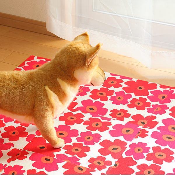 タイルマット 洗える吸着マット 床暖房対応 フリーカット 29×29cm フラワー 9枚 -10