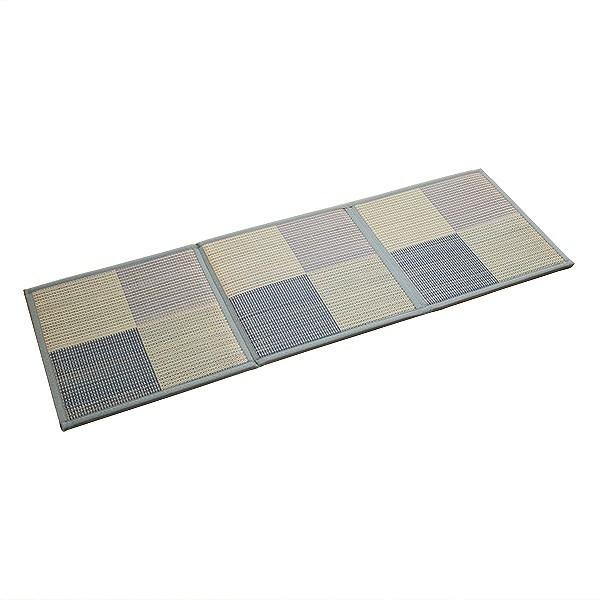 唐草市松 い草三つ折ラグ EPE15mm エンボス 約60x180x1cm