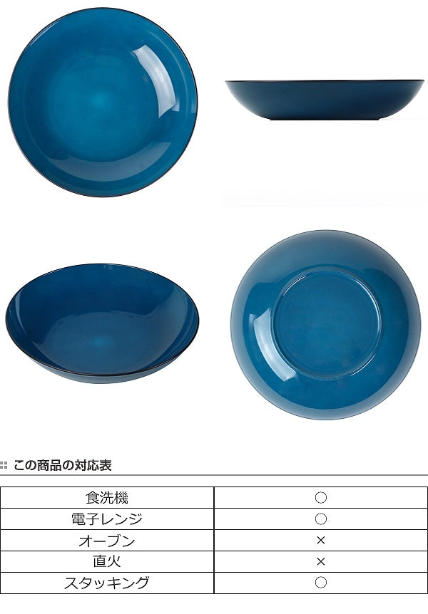16cm　プレート　深皿　山中塗り　プラスチック　藍彩　食器　皿　日本製