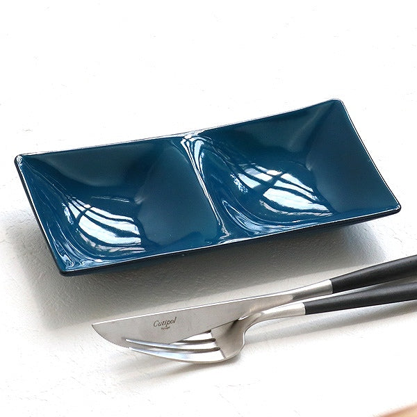 仕切り皿 17cm 藍彩 プラスチック ツープレート 皿 食器 山中塗り 日本製