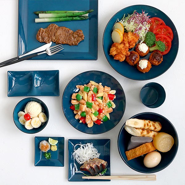 プレート 角皿 14cm 藍彩 クリーンコート プラスチック 皿 食器 山中塗り 日本製