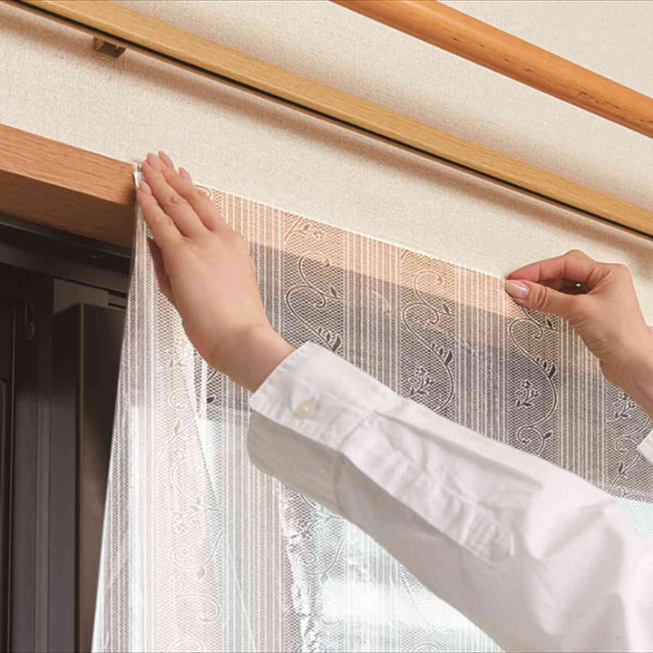 窓まるごと 冷気ガードシート 幅200×高さ225cm ラインレース柄 -3