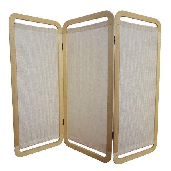 パーテーション3連衝立スマホ型すだれ麻天然木日本製