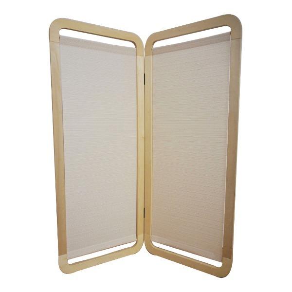 パーテーション2連衝立スマホ型横ライン麻天然木日本製