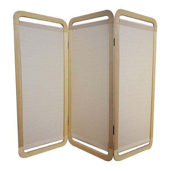 パーテーション3連衝立スマホ型横ライン麻天然木日本製