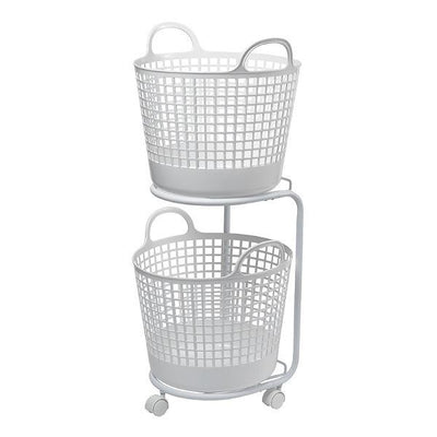 ランドリーワゴン 2段 ランドリーバスケット セット 洗濯かご
