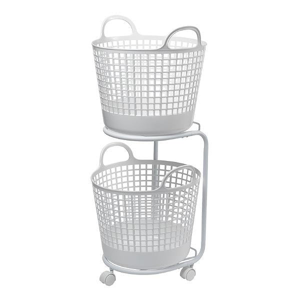 ランドリーワゴン2段ランドリーバスケットセット洗濯かご