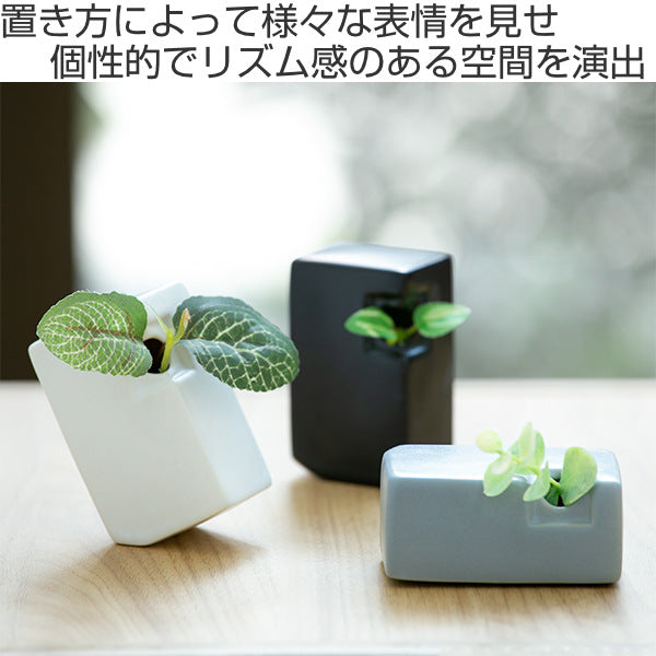 花瓶 陶器 フラワーベース ワイド Block 幅4.1×奥行3×高さ6.7cm -3