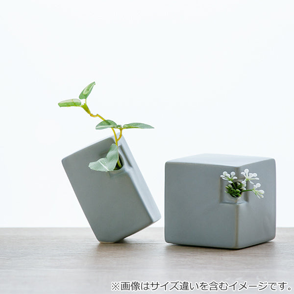 花瓶 陶器 フラワーベース ワイド Block 幅4.1×奥行3×高さ6.7cm -12