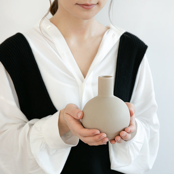 花瓶 陶器 フラワーベース ロング ASH 直径10.5×高さ13cm -6