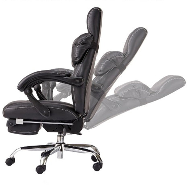 オフィスチェア 座面高47～51cm レザー調 オフィス チェア 椅子 デスクチェア リクライニング 高さ調整 フットレスト