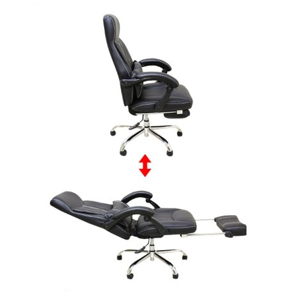 オフィスチェア 座面高47～51cm レザー調 オフィス チェア 椅子 デスクチェア リクライニング 高さ調整 フットレスト