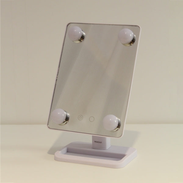 ミラー ライト付き 鏡 LEDライト スタンドミラー タッチパネル 縦横両用 小物置き 化粧鏡