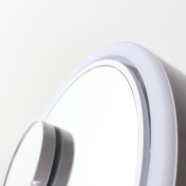 ミラー ライト付き ファン 鏡 LEDライト スタンドミラー 卓上 拡大鏡 小物置き