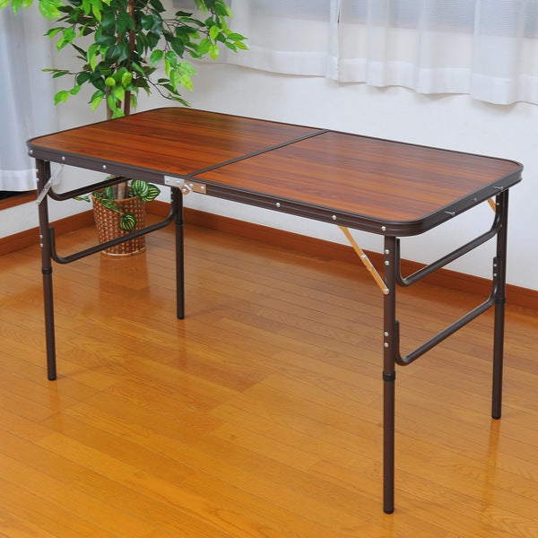 折りたたみテーブル 幅120cm 木目調 高さ調整 ハイテーブル ローテーブル 折りたたみ 収納 テーブル 持ち運び