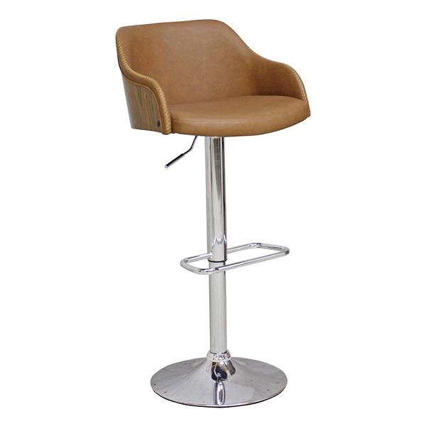 カウンターチェア 座面高63～83cm 高さ調整 カウンター チェア 合成皮革 レザー調 木目 椅子